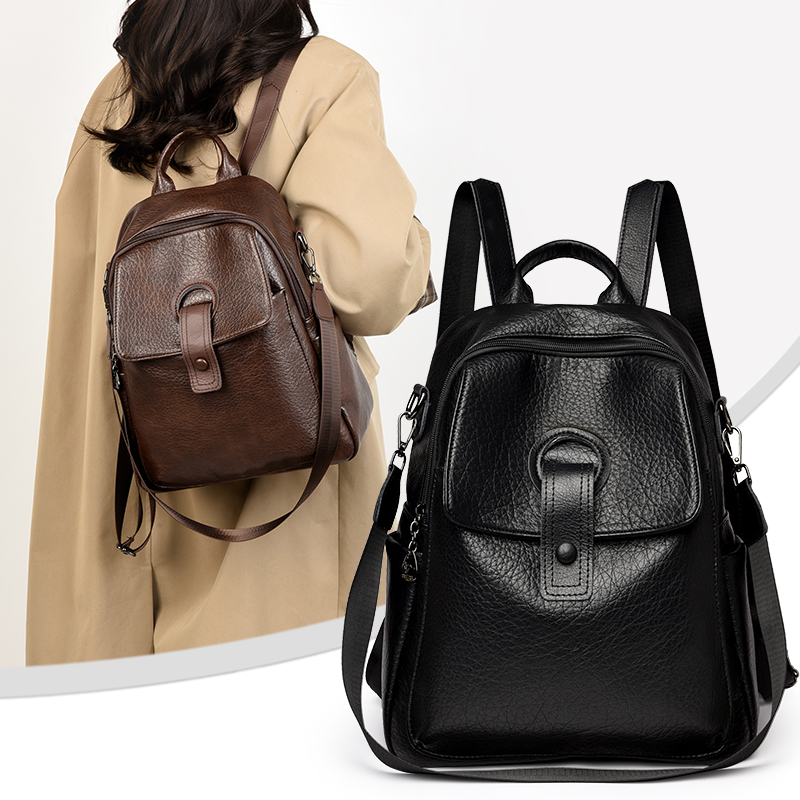 Leather Backpack Vintage - Moda Vintage Deri Sırt Çantası Kadın